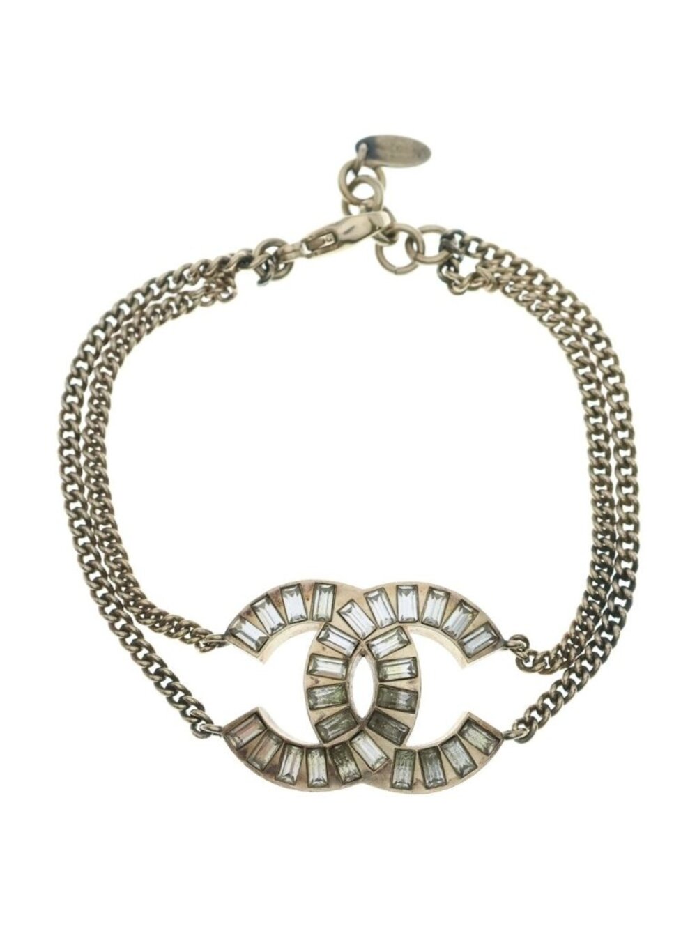 Chanel CC Logo Rhinestone Bracelet Gold